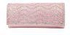 Rhinestones & Pearl Beads Wave Front Glitter Shine Clutch Evening Bag Pink
