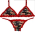 Lingerie Set Two Pieces - Red With Black - Cotton