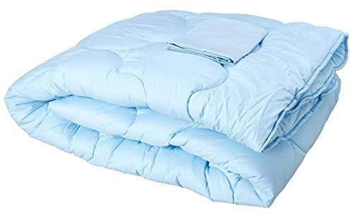 A set of 100% cotton quilt, plain blue, 1 pillowcase and 1 pillow case from Al Mamoun