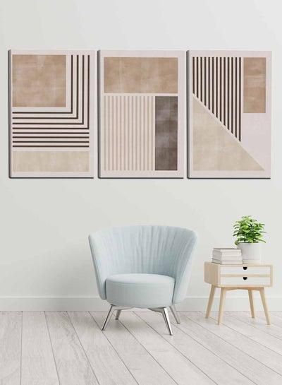 Set Of 3 Framed Canvas Wall Arts Stretched Over Wooden Frame, Abstract Paintings, For Home, Living Room, Office Decor