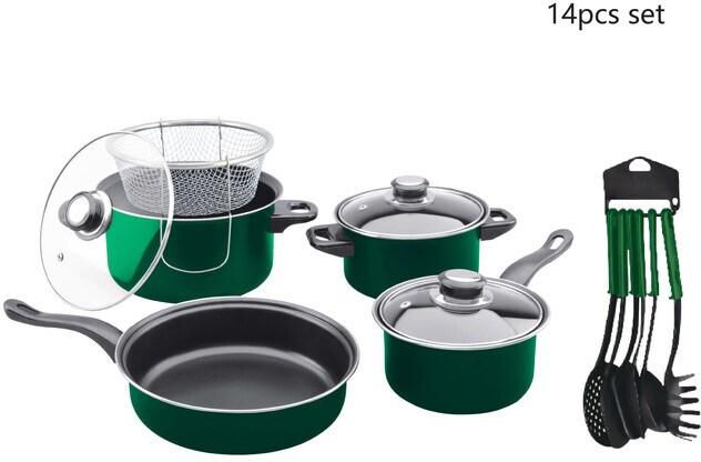 Olympia 14-Piece Non Stick Cookware Set Green