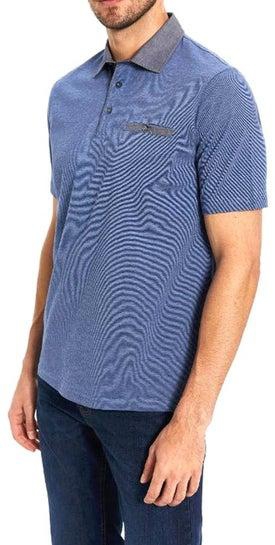 Solid Pattern Polo Neck T-Shirt Blue