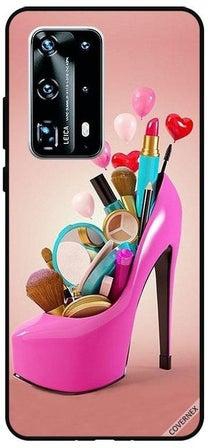 Protective Case Cover For Huawei P40 Pro Plus Pink Shoe With Makeup Items