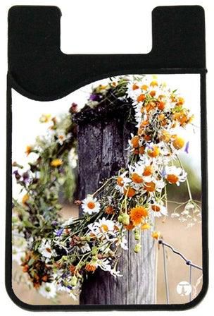 حامل بطاقات بتصميم محفظة مزين بطبعة زهور جميلة متعدد الألوان