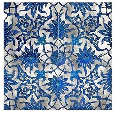 Floral Printed Decorative Wall Art Blue/Silver 32x32cm