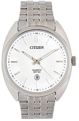 Citizen stainless steel band analog watch for men - silver