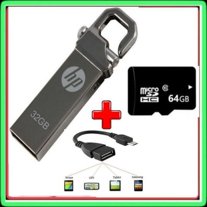 HP 32 GB Flash Disk +64 Gb Memory Card + OTG CABLE
