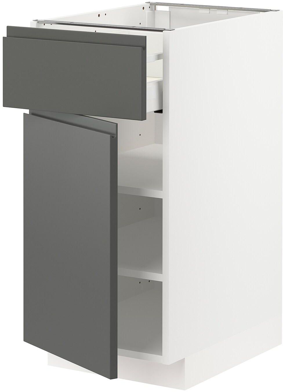 METOD / MAXIMERA خزانة قاعدة مع درج/باب - أبيض/Voxtorp رمادي غامق ‎40x60 سم‏