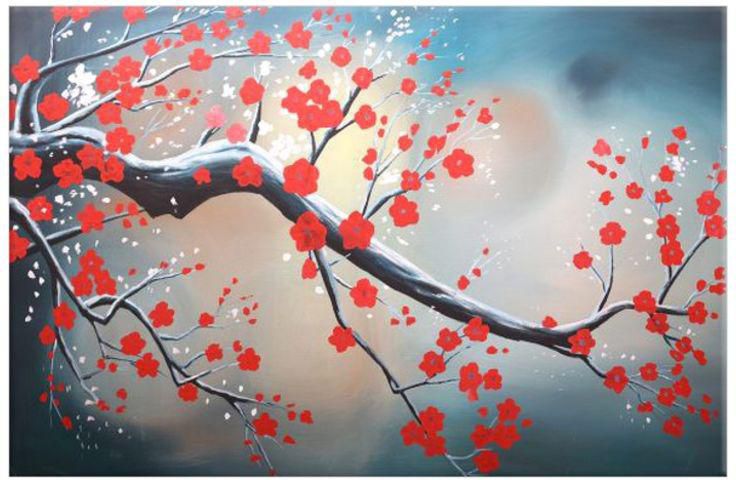 Hand Made Wall Painting Red/Blue/White 160x100 centimeter