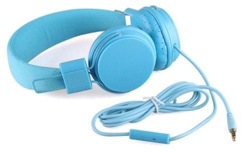 Earphone Adjustable Foldable Kid Wired Headband With-Blue