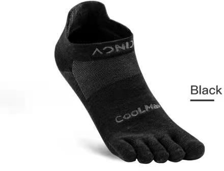 Aonijie Run Ultra-Thin Cushioning Low Cut Toe Socks Unisex (Black)