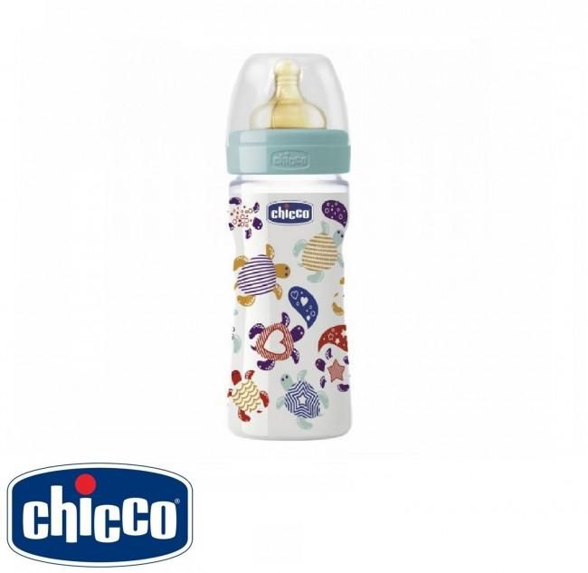 Chicco® Well Being Plastic Feeding Bottle 250ml Ironic Adjustable Flow - Latex Teat