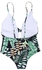 Fashion Tropical Leaf Front Tie Swimsuit - Green