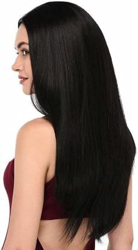 Women's Long Straight Wig, Dark Brown Synthetic Hair, Suitable For Parties