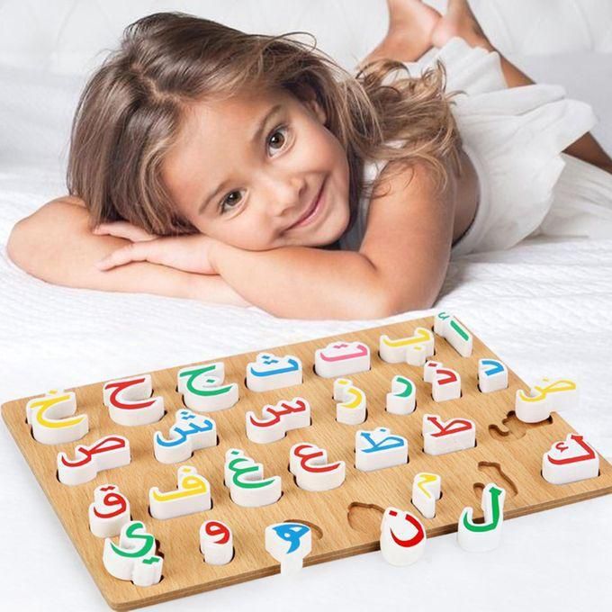 لغز خشبي ثلاثي الأبعاد للأطفال، لوحة للتعرف على الحروف، لعبة أطفال للتعليم المبكر
