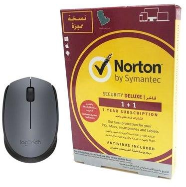 Symantec Security Deluxe 1 User, 1 Device With Wireless Mouse Red/Yellow/Grey
