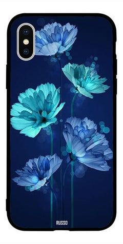Skin Case Cover -for Apple iPhone X Blue Flowers Shiney Blue Flowers Shiney