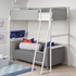 VITVAL Loft bed frame - white/light grey 90x200 cm