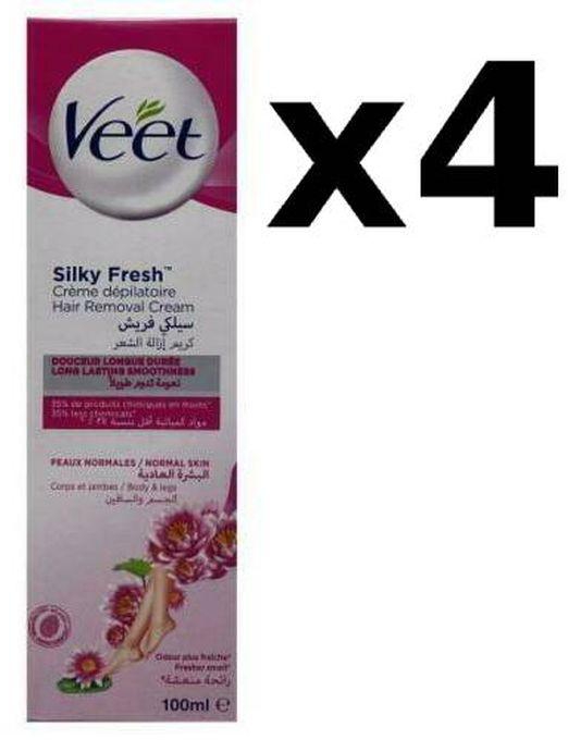 Veet Hair Removal Cream Silky Fresh Normal Skin 100 Ml 4 pcs