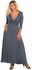 Sunshine Deep V-Neck 3/4 Sleeve Solid Evening Party Maxi Dress Plus Size-Dark Red