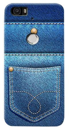 Thermoplastic Polyurethane Jeans Pattern Case Cover For Huawei Nexus 6P Blue