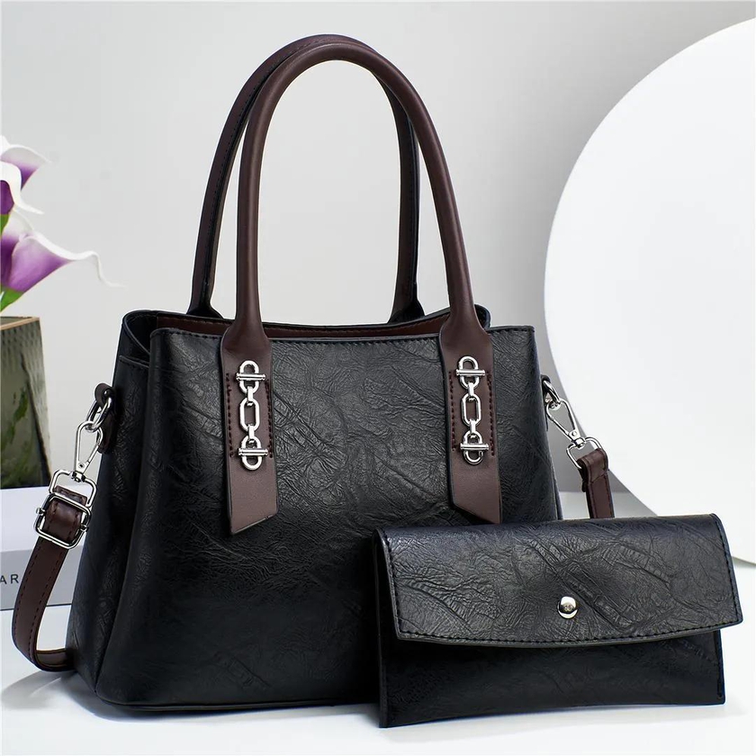 Classic ladies PU Leather Handbag 2 in 1