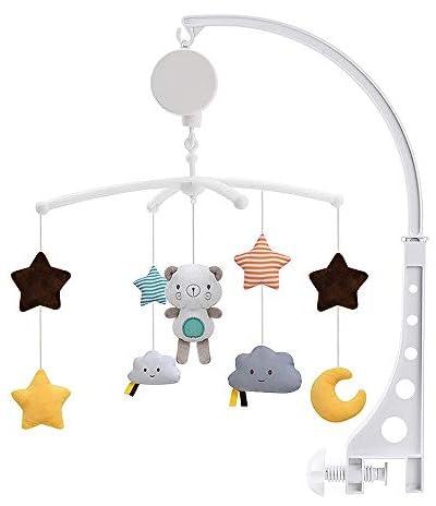 Xueliee Baby Crib Holder Rattles Clockwork Music Box Bed Bell Toy Bear Handmade Mobile