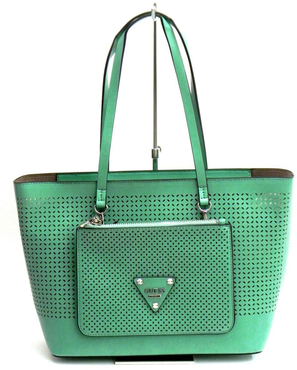 Guess Leather Bag For Women , Green - Hobos