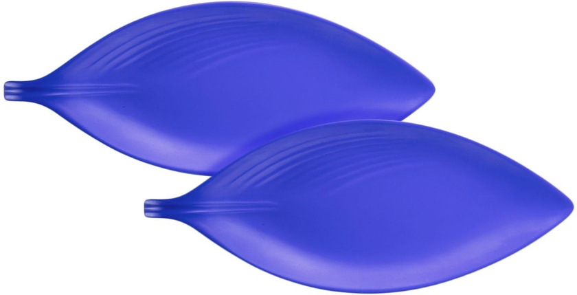 Get Bright Designs Melamine Matt Leaf Shaped Serving Plate Set, 2 Pieces, 36X15 Cm - Royal Blue with best offers | Raneen.com
