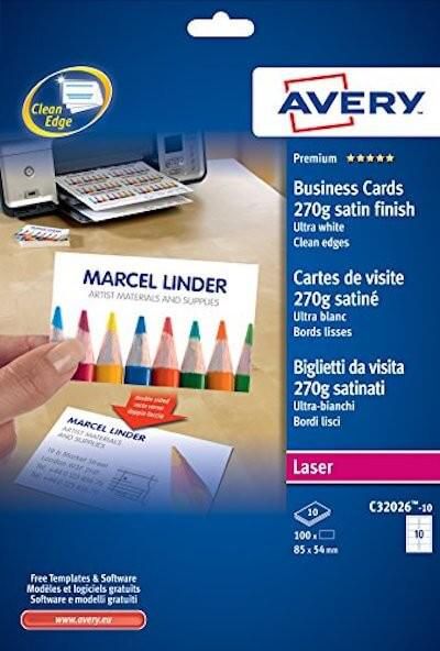 Avery C32026-10 Double Sided Business Cards Satin-Finish, 270g [PK/100]