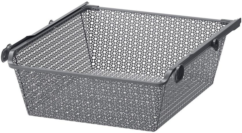 KOMPLEMENT Metal basket with pull-out rail, dark grey, 50x58 cm