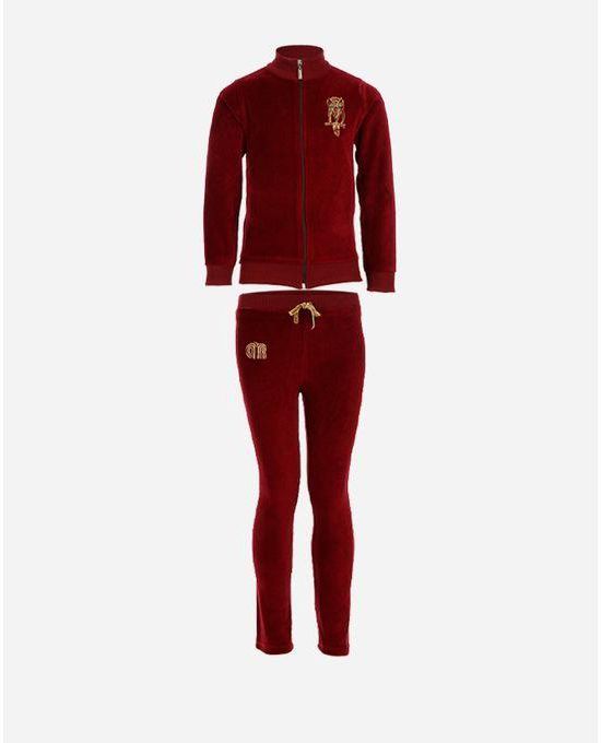 Donarony Girls Solid Velvet Pijama - Burgundy