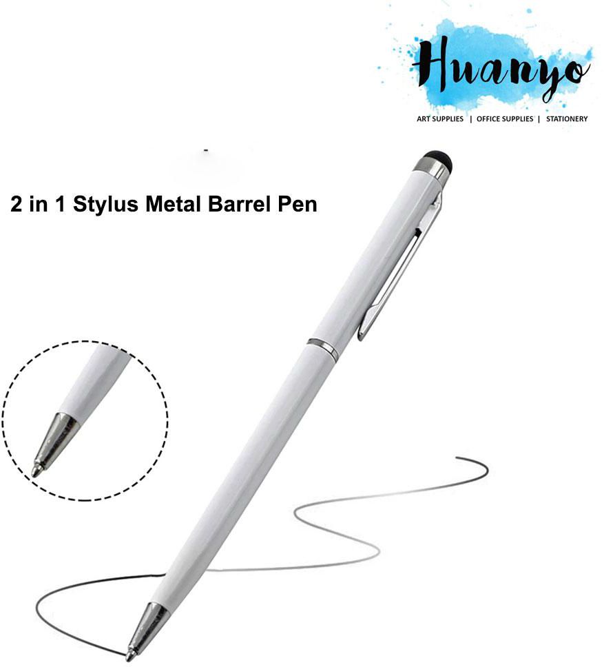 2 in 1 Stylus Metal Barrel Ballpoint Pen for Touch Screen (Black Ink)