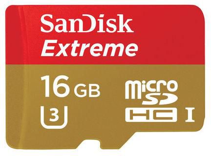 SanDisk 16GB Extreme UHS-I microSDHC Memory Card (U3/Class 10)