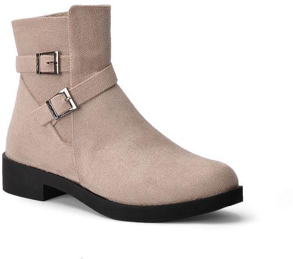 Lifestylesh Two Buckle Boots G-14 Suede Beige