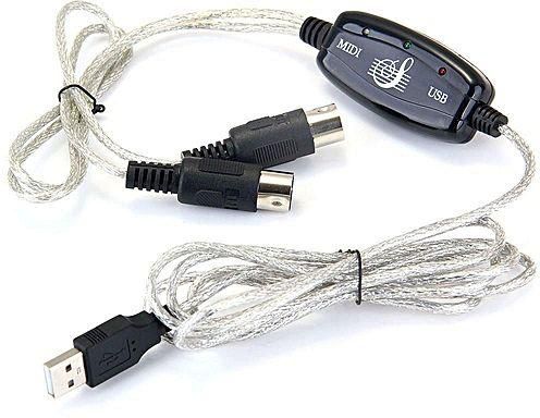 Generic W718 - USB2.0 To 2 X MIDI 5 Pin Male Cable With LED Indicator Light - White
