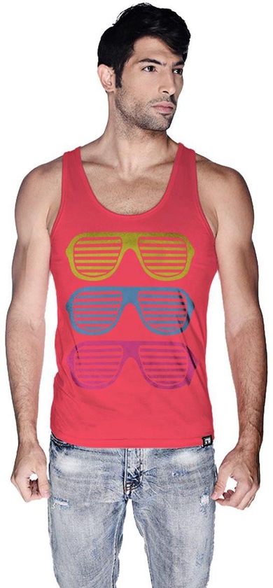 Creo Beach Cool Glasses Tank Top for Men - S, Pink