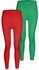 Silvy Set Of 2 Leggings For Girls - Red Green, 8 - 10 Years