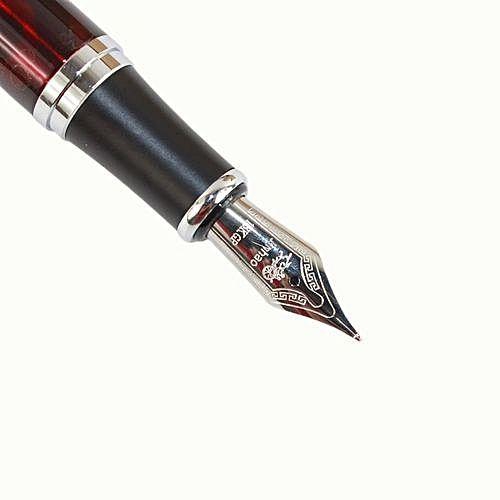 Generic Jinhao Medium Nib Fountain Pen X750 Dark Red Flower Pattern Stainless Steel