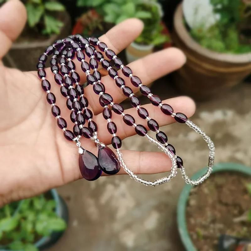 【Special Offer】One Pcs Amethyst Water Drop Pendant   Crystal Clear Hanging Chain   Purple Crystal Necklace   Mysterious Romantic Noble Beautiful Pendant  Suitable For Both Men 