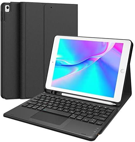 Earto iPad 9th Generation Case with Keyboard, iPad 10.2 Keyboard 8th Generation with Touchpad, 2BT Channels, Detachable Wireless QWERTY Keyboard for iPad 9/8/7th Gen, iPad Air 3, iPad Pro 10.5, Black