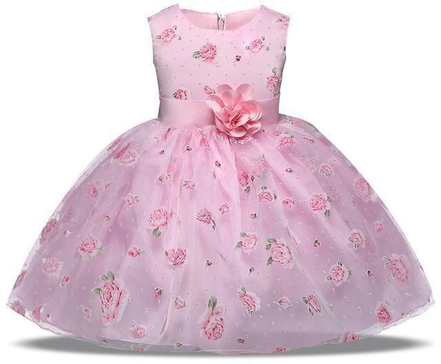 Girls Dress Pink Princess Lace Flower Girl Dress 4-10 Years