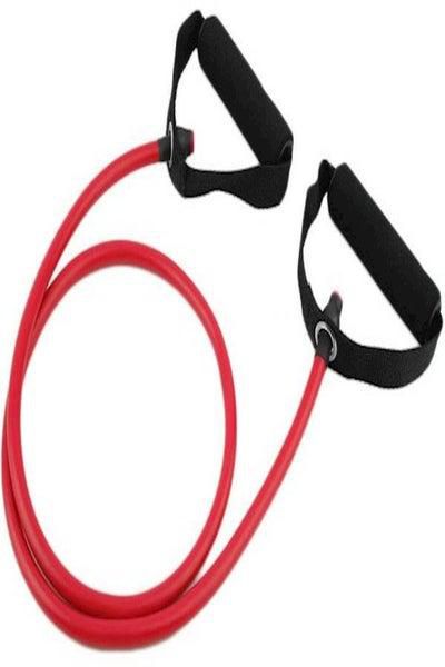 حبل تمارين مقاوم بمقابض مناسب لتمرينات اليوجا واللياقة قابل للمط 1 قطعة، لون أحمر
