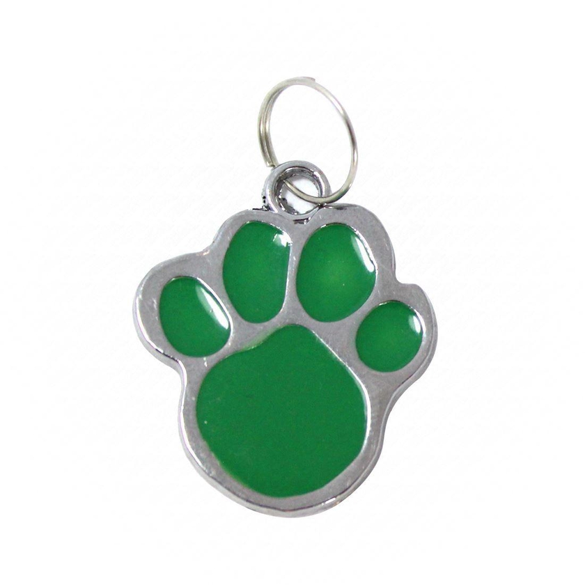 Pet Tag, Green, Stainless Steel, Paw