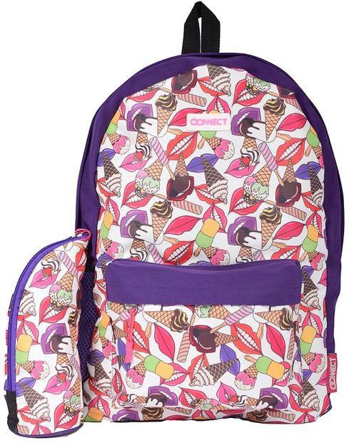 Connect BackPack With Pencil Case Icecream Print