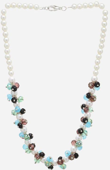 Style Europe Crystal Collar Necklace - White & Baby Blue