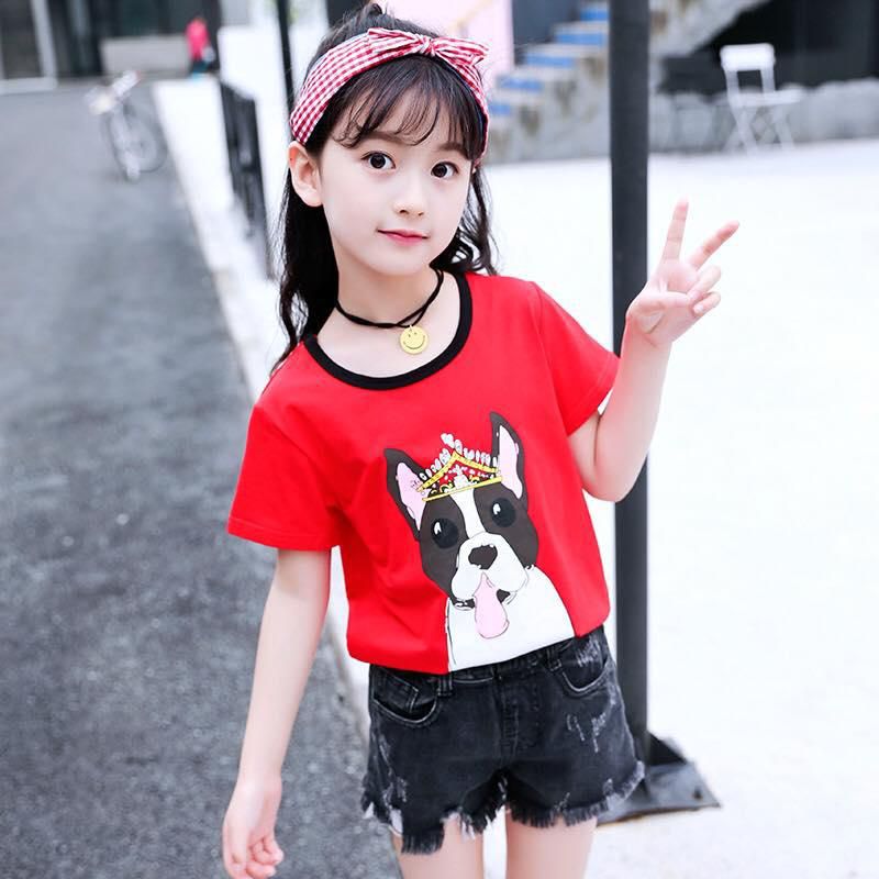 Koolkidzstore Girls T-Shirt Cartoon Puppy Printed - 6 Sizes (3 Colors)