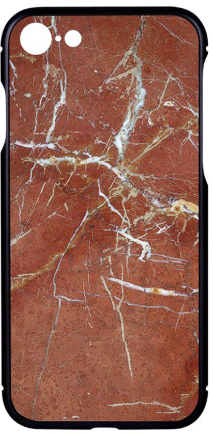 Protective Case Cover For Apple iPhone 7 Black - Cobweb Rust Marble