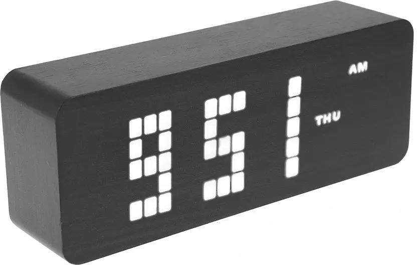 Wooden LED Digital Alarm Clock BLACK