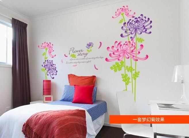 MEMORiX Removable Wall Decor Sticker - Romantic Dream Flowers